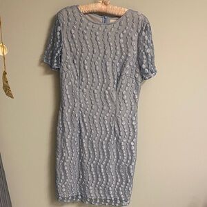 Reiss Blue Embroidered Midi Dress